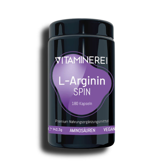 180 Kapseln L-Arginin der Vitaminerei im hochwertigen Violett Mironglas