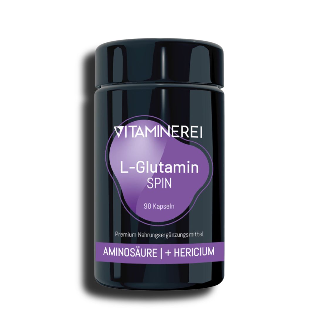 900 Kapseln L-Glutamin der Vitaminerei im hochwertigen Violett Mironglas